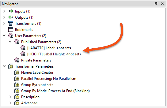 Example of user parameters in a custom transformer